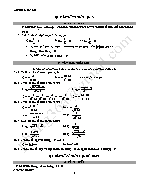 Bài tập Đại số 11 - Chương 4 Giới hạn
